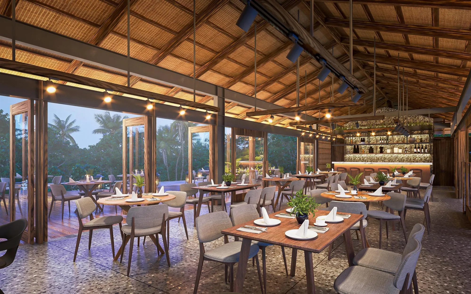 Resort restaurant under a timber roof